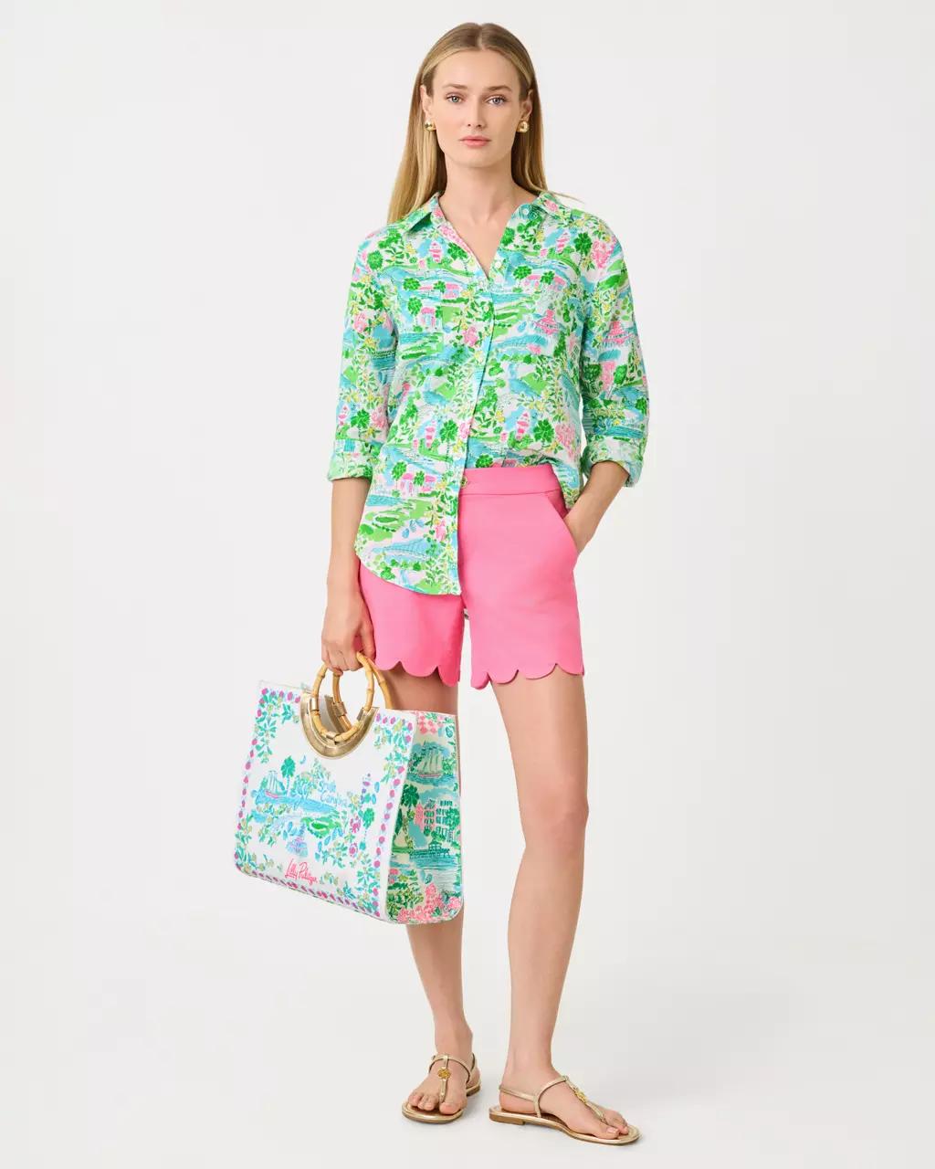 Sea View Linen Button Down Shirt - Multi