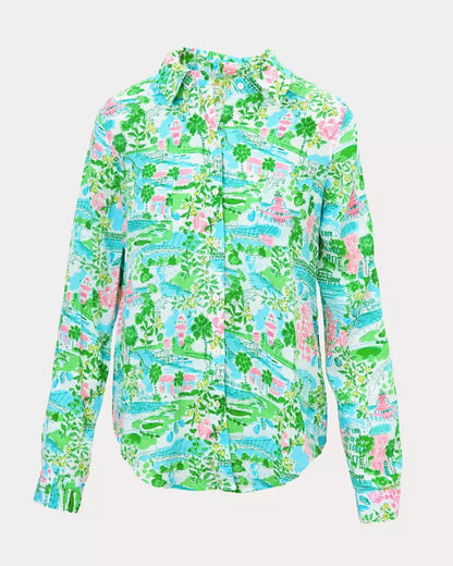 Sea View Linen Button Down Shirt - Multi