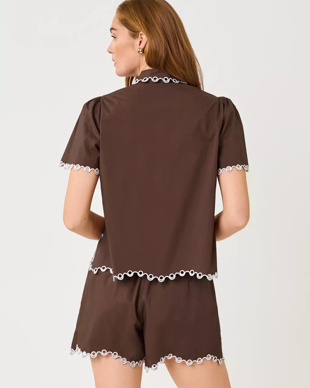 Rikki Short Sleeve Embroidered Top - Coco Beach