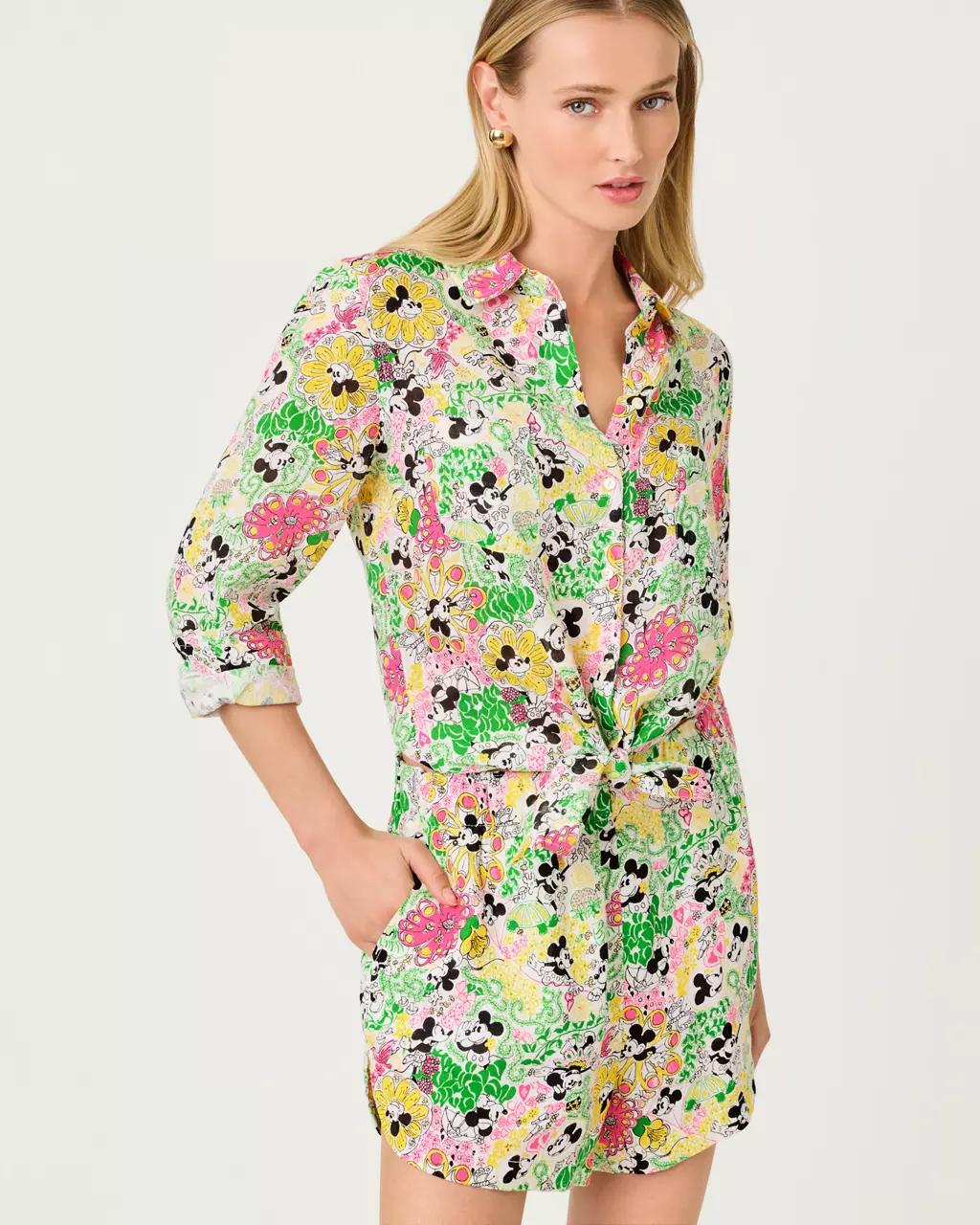 Sea View Linen Button Down Shirt - Multi