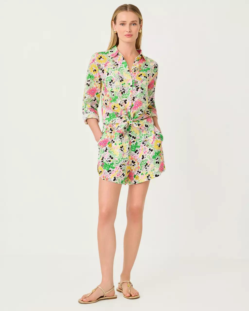 Sea View Linen Button Down Shirt - Multi