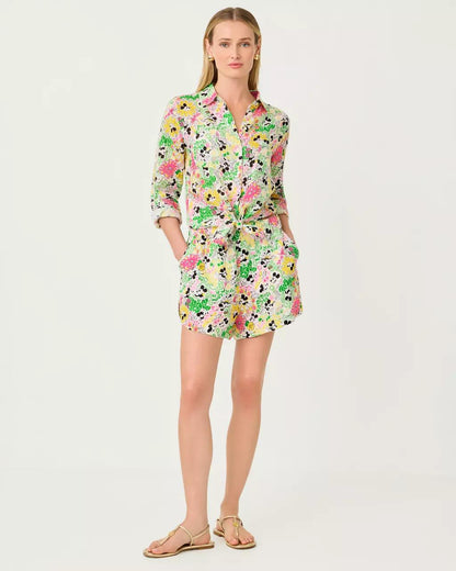 Sea View Linen Button Down Shirt - Multi