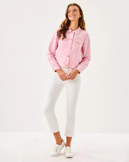Seaspray Linen Jacket - Conch Shell Pink X Resort White