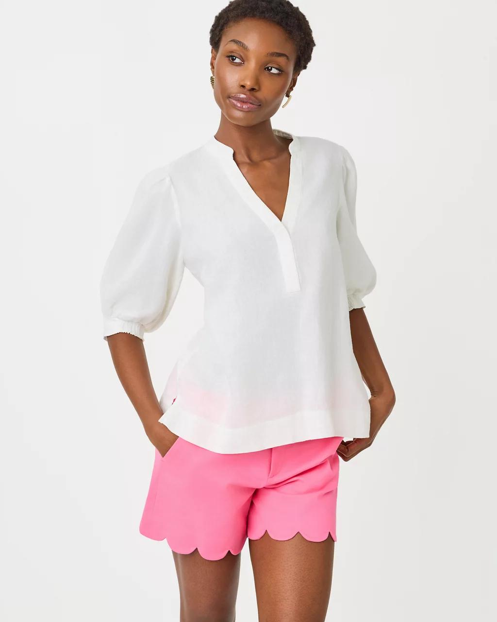 Mialeigh Linen Top - Resort White