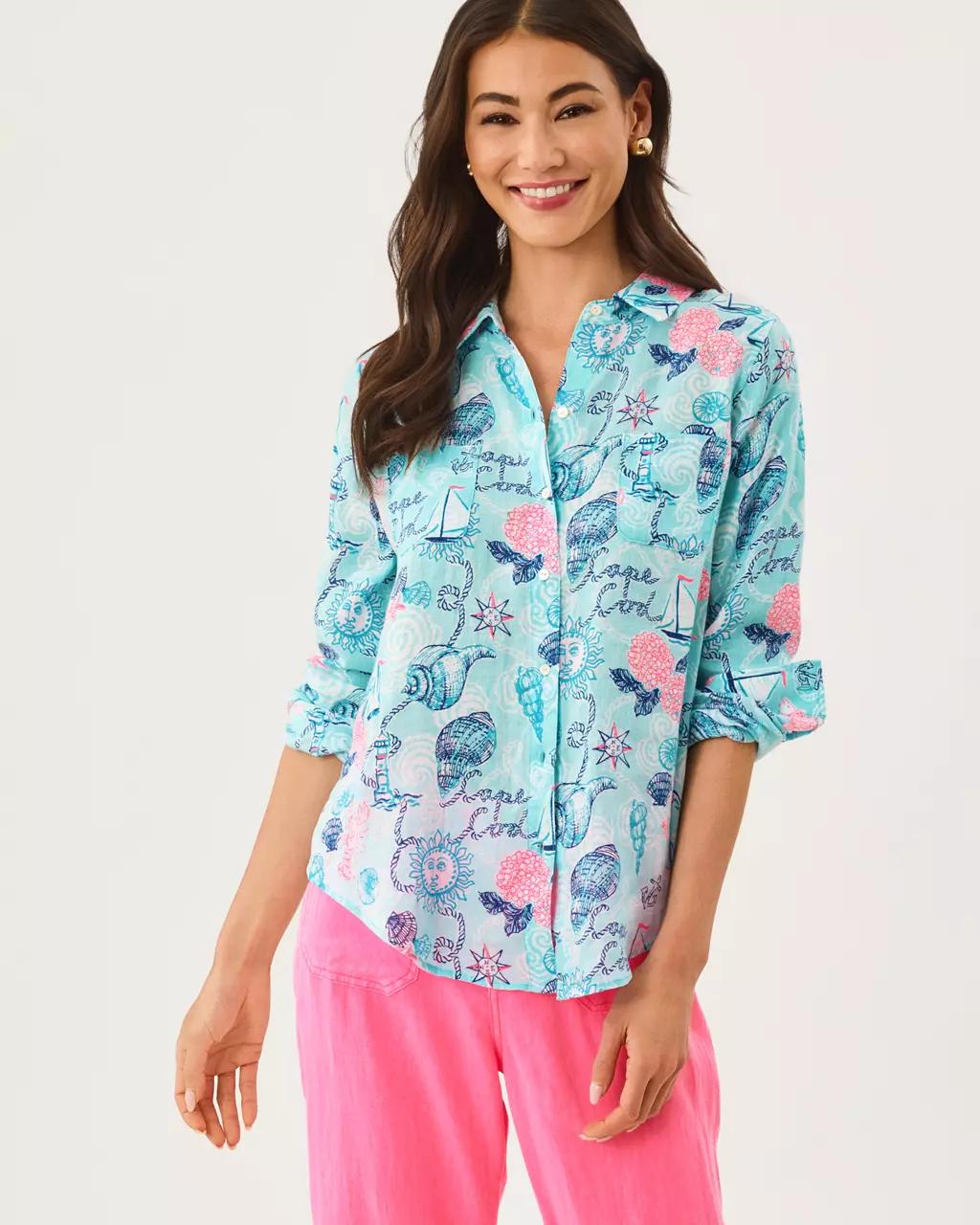 Sea View Linen Button Down Shirt - Day Dream Blue