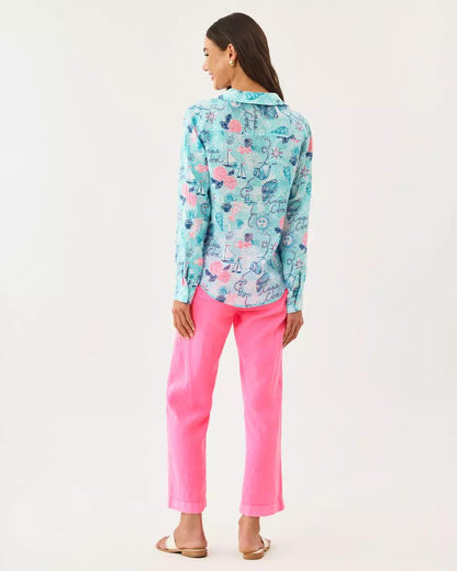 Sea View Linen Button Down Shirt - Day Dream Blue