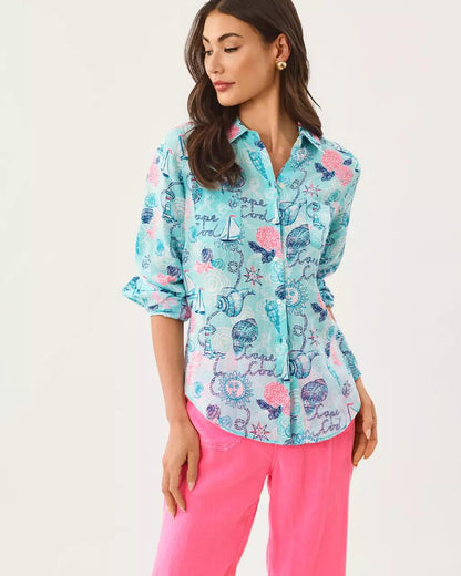 Sea View Linen Button Down Shirt - Day Dream Blue