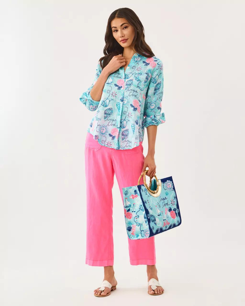 Sea View Linen Button Down Shirt - Day Dream Blue