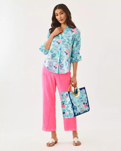 Sea View Linen Button Down Shirt - Day Dream Blue