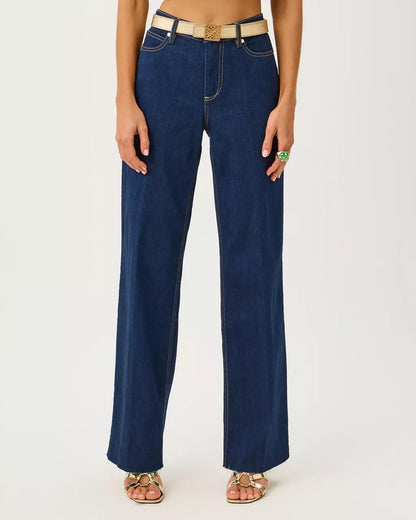33" Aniston High Rise Straight Jean - Dark Wash