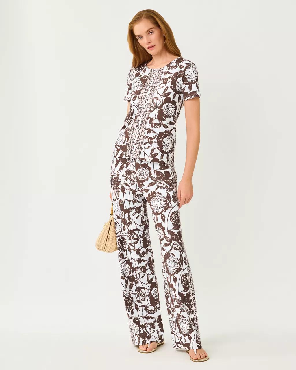 UPF 50+ 32" Demia High Rise Palazzo Pant - Resort White