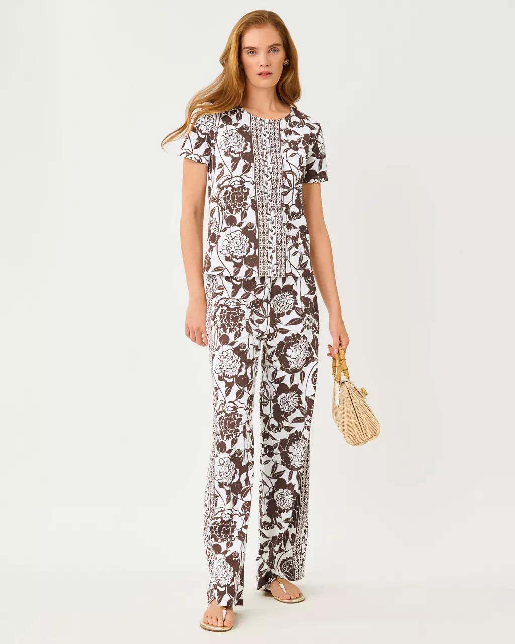 UPF 50+ 32" Demia High Rise Palazzo Pant - Resort White