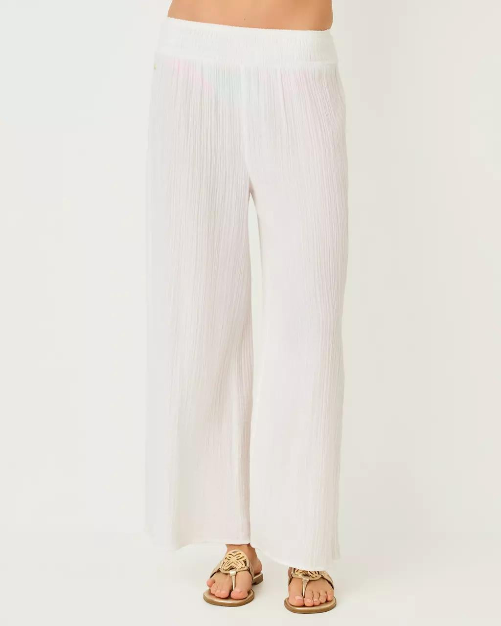30" Enzo Cotton Cover-Up Pant - Resort White