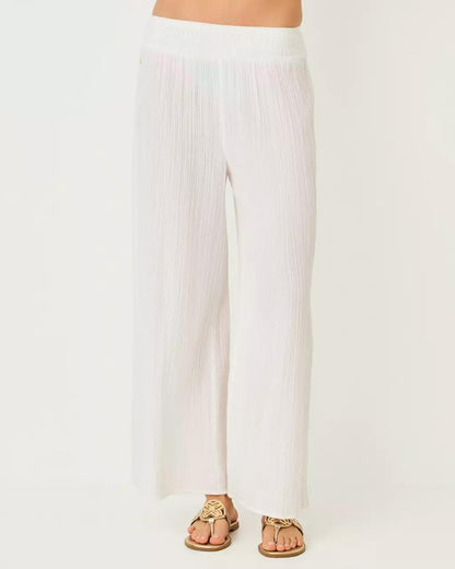 30" Enzo Cotton Cover-Up Pant - Resort White