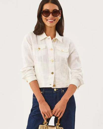 Seaspray Linen Jacket - Resort White