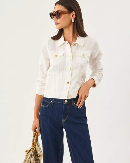 Seaspray Linen Jacket - Resort White