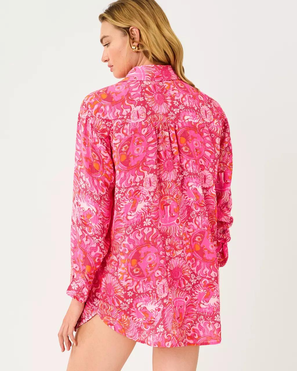Kwitney Long Sleeve Cotton Cover-Up - Paradise Punch