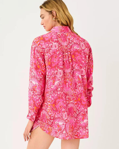 Kwitney Long Sleeve Cotton Cover-Up - Paradise Punch