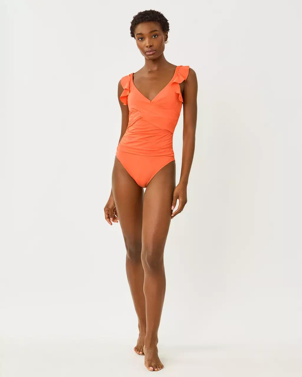 Remini Ruffle One-Piece Swimsuit - Sunset Orange