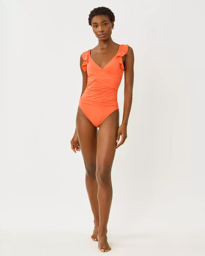 Remini Ruffle One-Piece Swimsuit - Sunset Orange