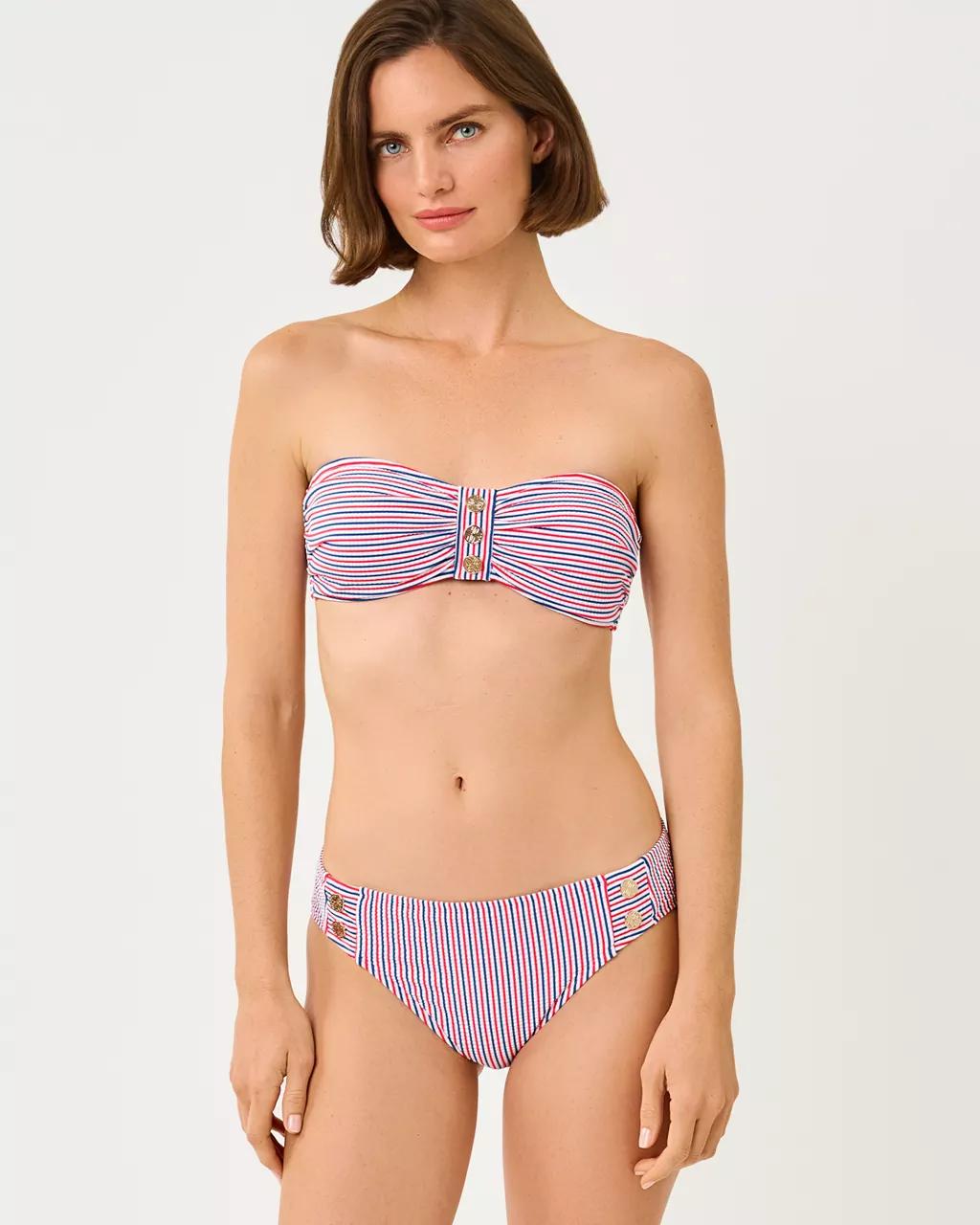 Melita Bandeau Swim Top - Resort White X Paradise Punch X Starligh