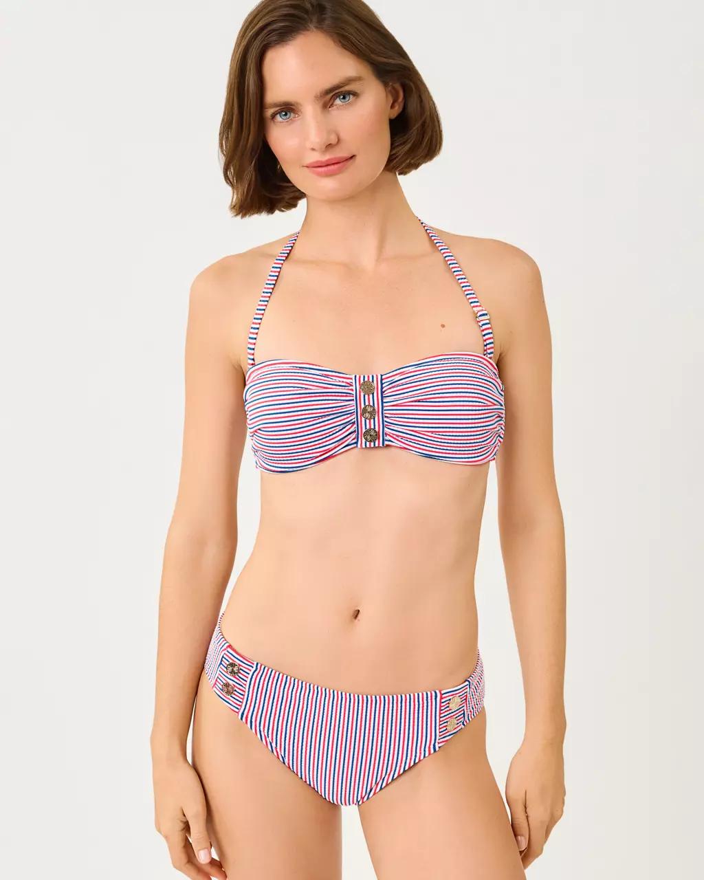 Melita Bandeau Swim Top - Resort White X Paradise Punch X Starligh