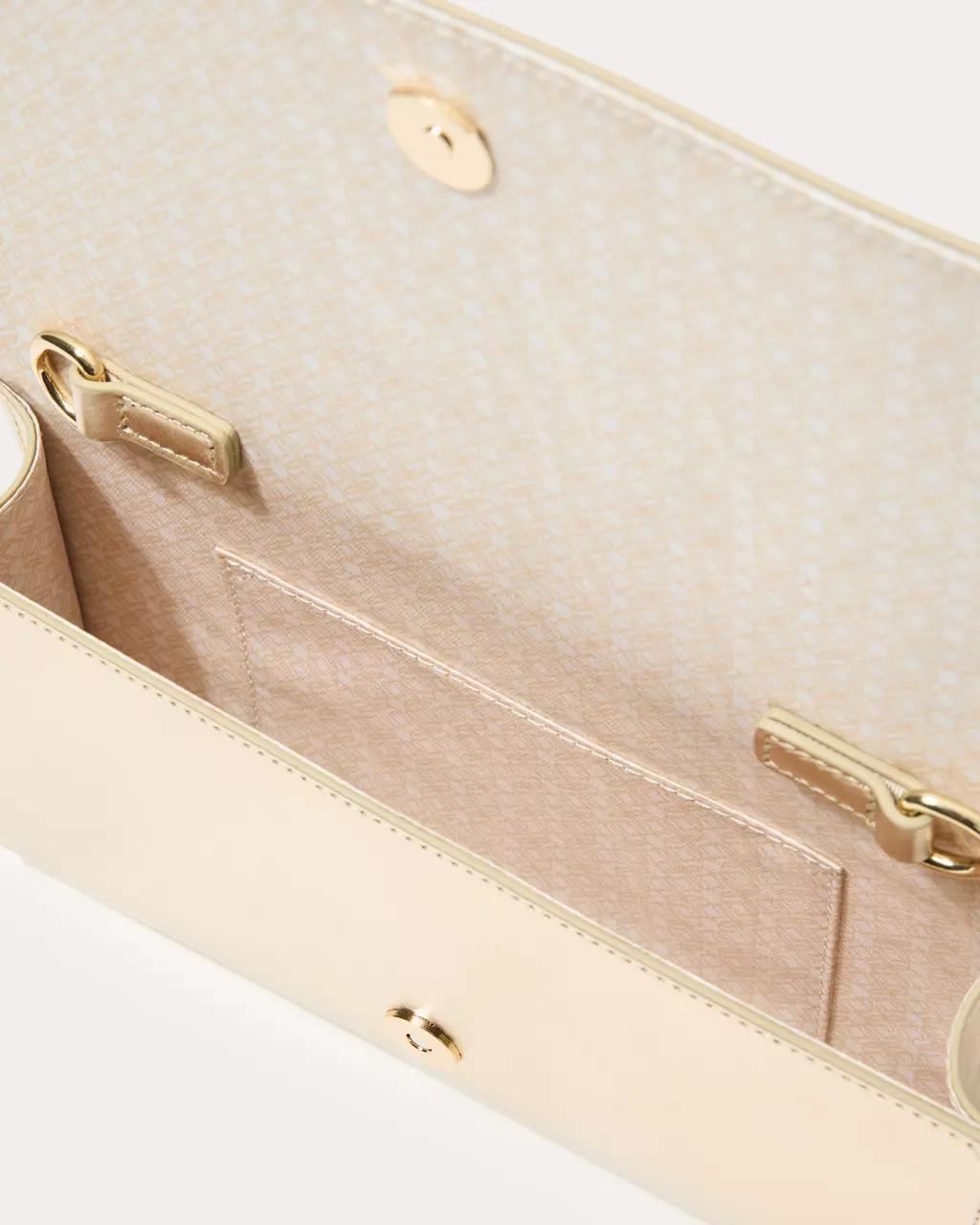 Brit Leather Logo Clutch - Gold Metallic