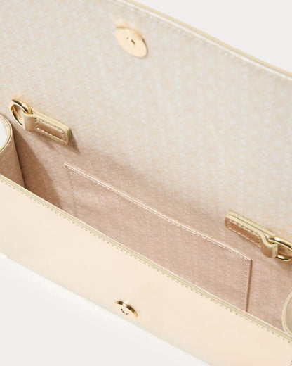 Brit Leather Logo Clutch - Gold Metallic