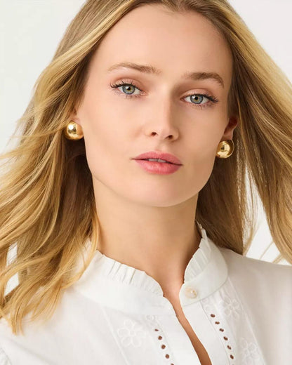 Etta Stud Earrings - Gold Metallic