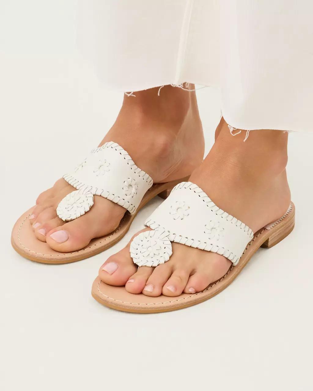 Jack Rogers Jacks Leather Flat Sandal - White