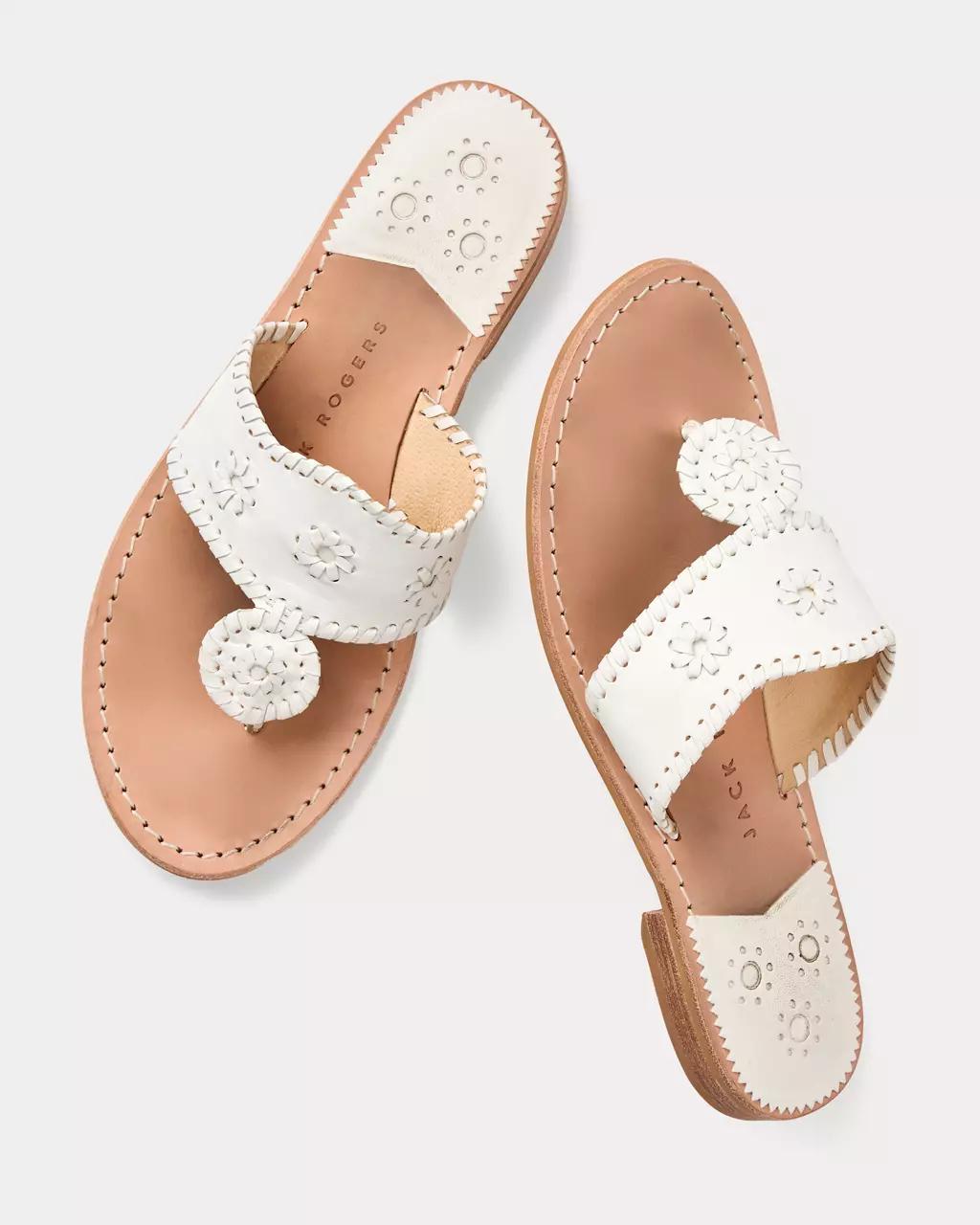 Jack Rogers Jacks Leather Flat Sandal - White