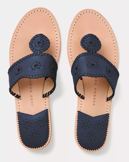 Jack Rogers Jacks Leather Flat Sandal - Navy