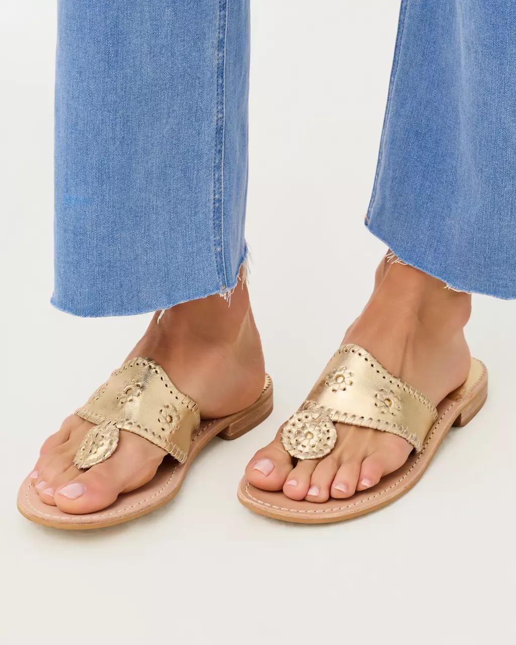 Jack Rogers Jacks Leather Flat Sandal - Platinum