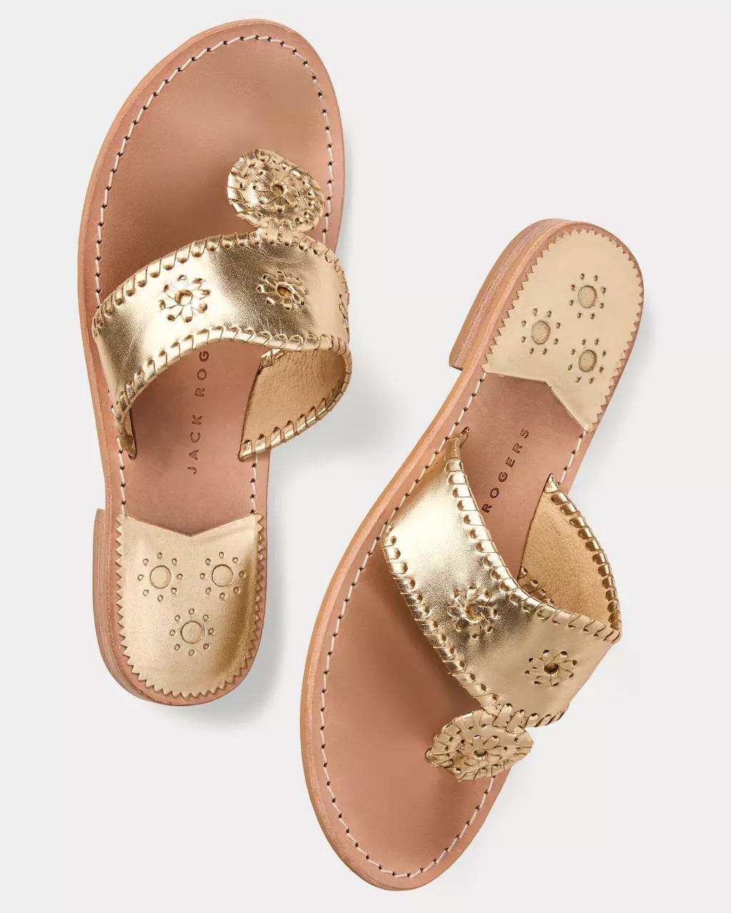 Jack Rogers Jacks Leather Flat Sandal - Platinum