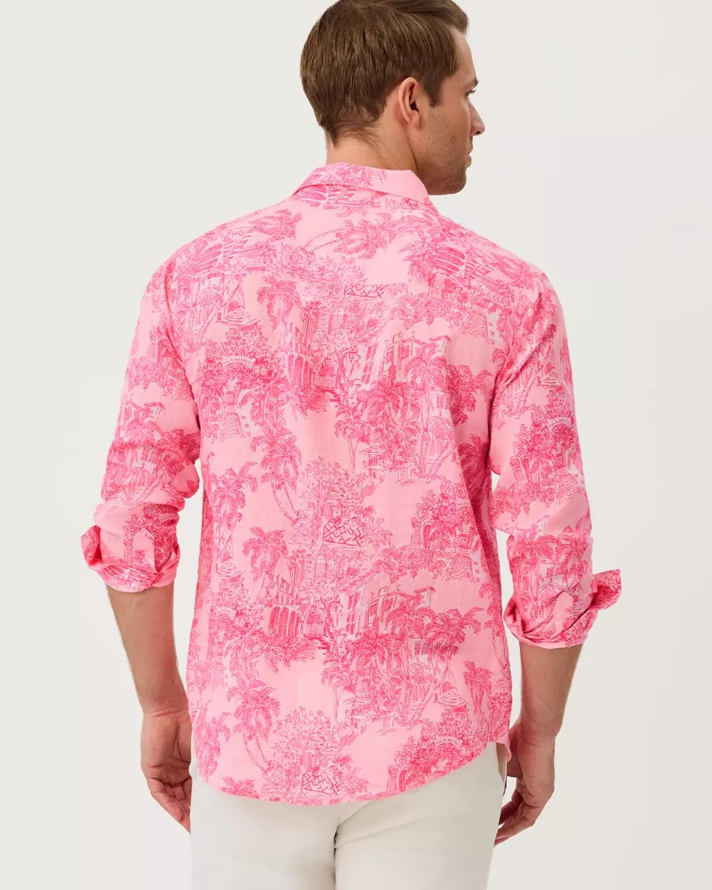 Men's Stuff Addison Button Down Linen Shirt - Conch Shell Pink