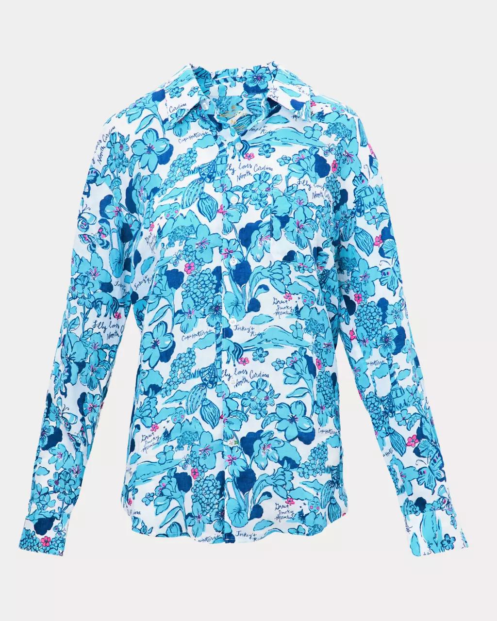 Men's Stuff Addison Button Down Linen Shirt - Capri Blue