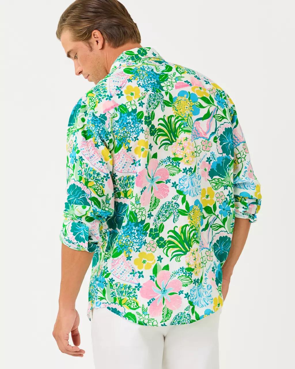 Men's Stuff Addison Button Down Linen Shirt - Multi