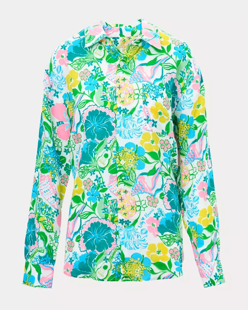 Men's Stuff Addison Button Down Linen Shirt - Multi