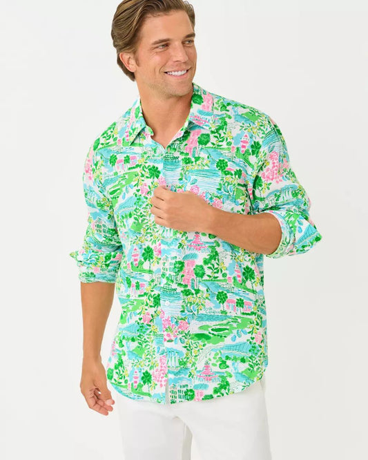 Men's Stuff Addison Button Down Linen Shirt - Multi