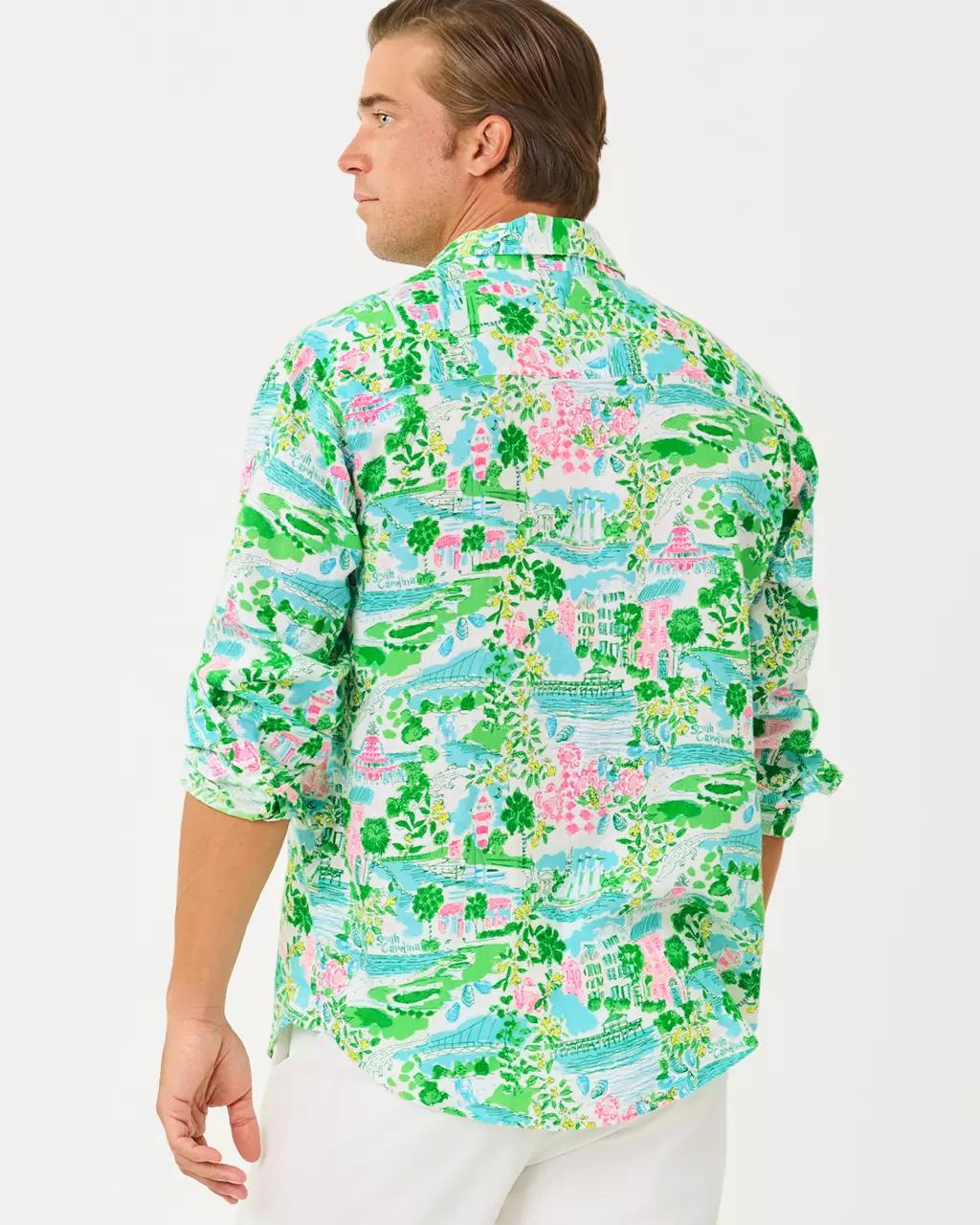 Men's Stuff Addison Button Down Linen Shirt - Multi