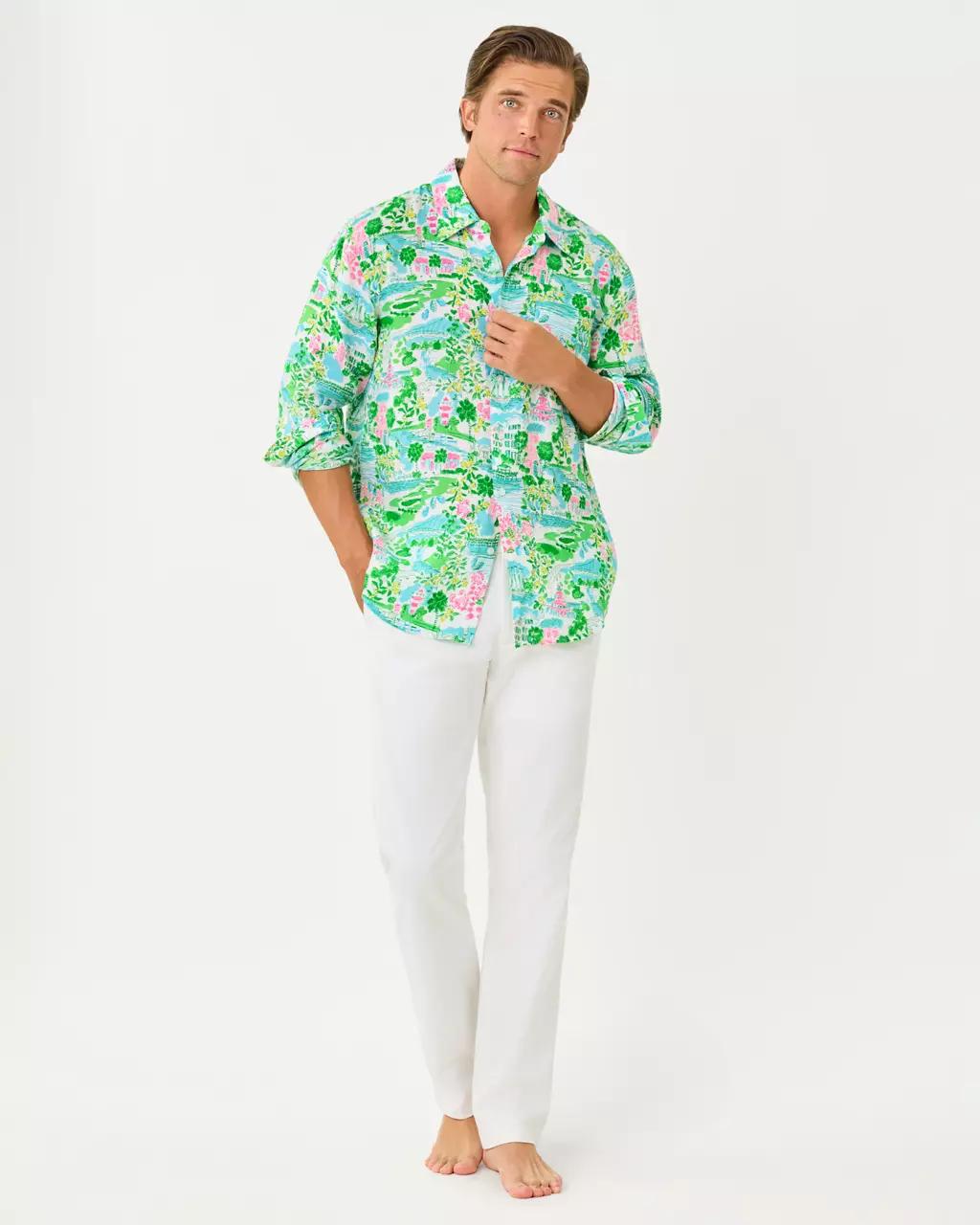 Men's Stuff Addison Button Down Linen Shirt - Multi