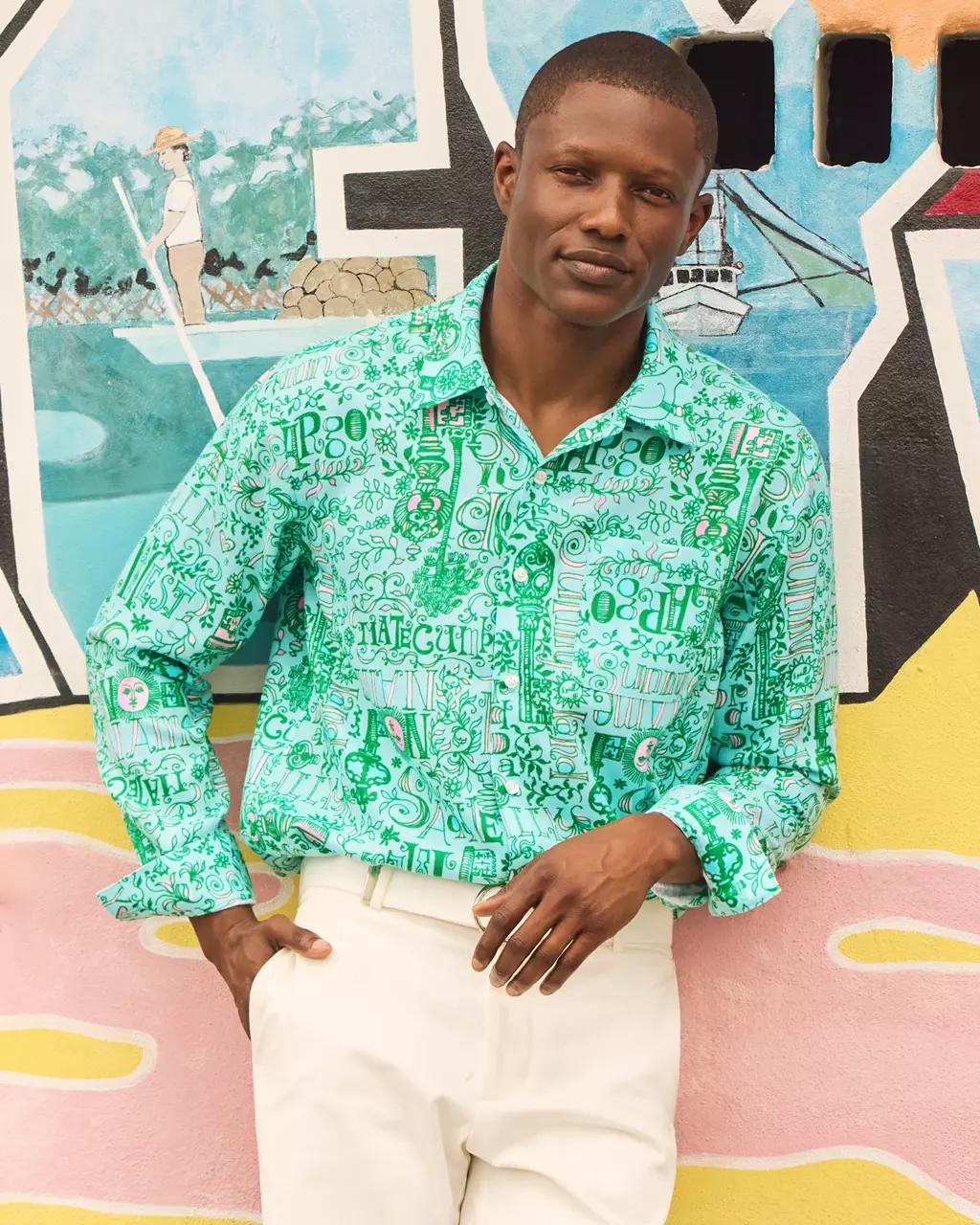 Men's Stuff Addison Button Down Linen Shirt - Bunny Blue